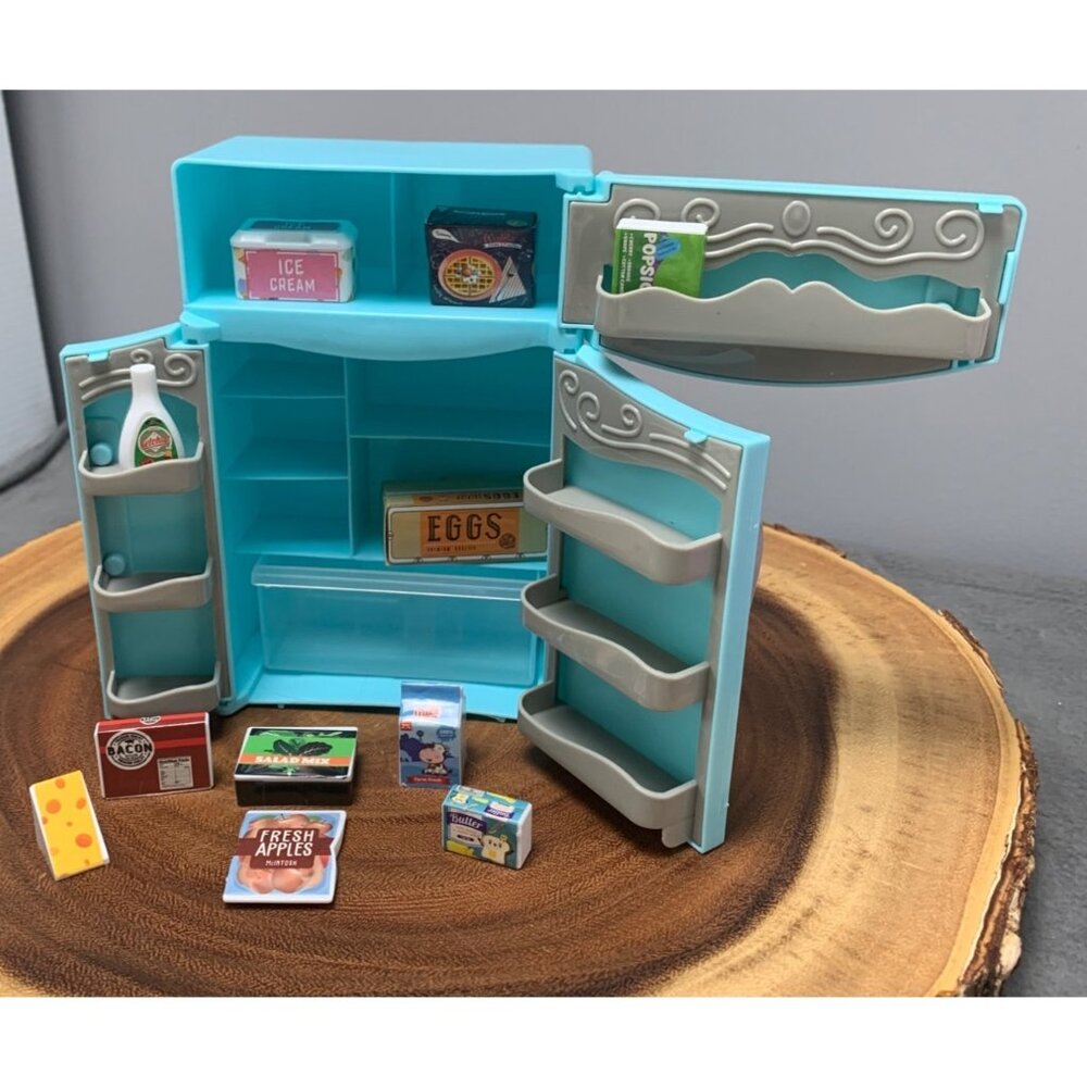 Teeny Tinies Mini Play Set Refrigerator with Tiny Food Accessories 6+ Toy Preten
